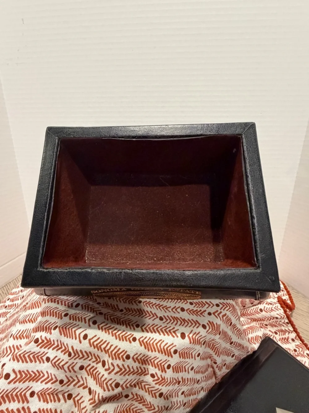 Sonoma Valley Estate Black Leather Decorative Box with Gold Print